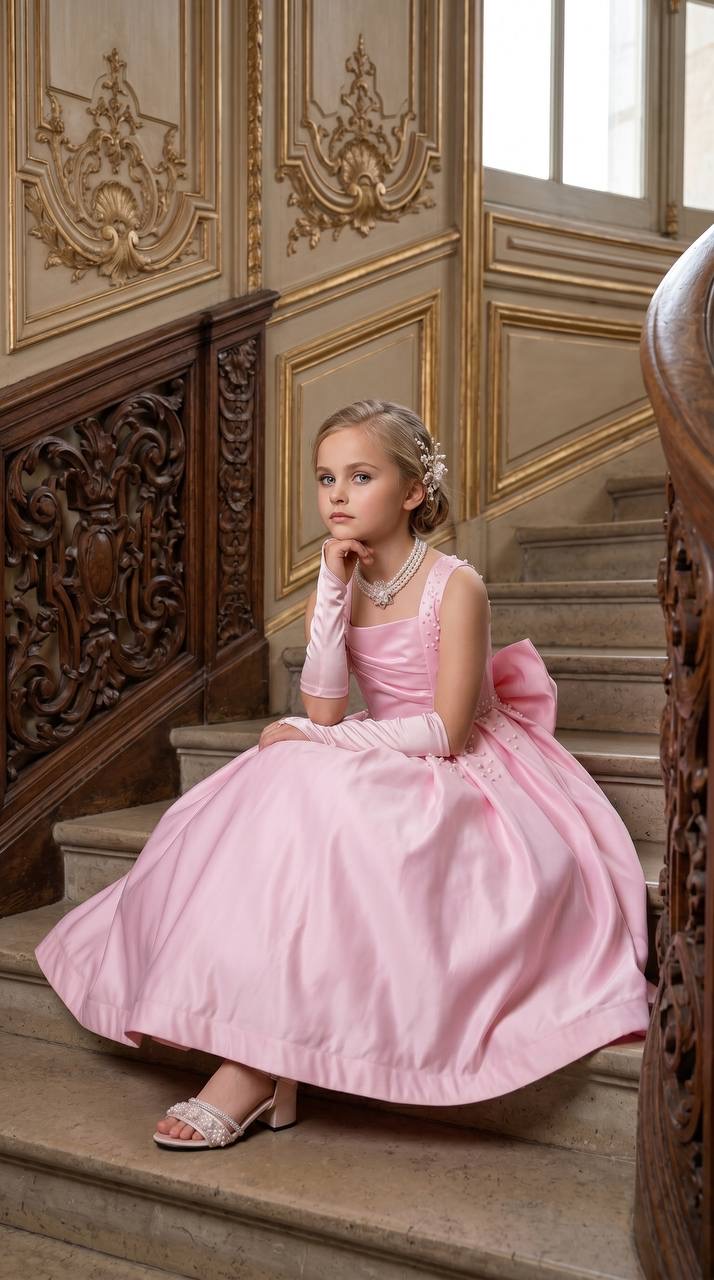 Kidy Love Pearl-Embellished Pink Formal Gown · Pembe toptan Kız Çocuk