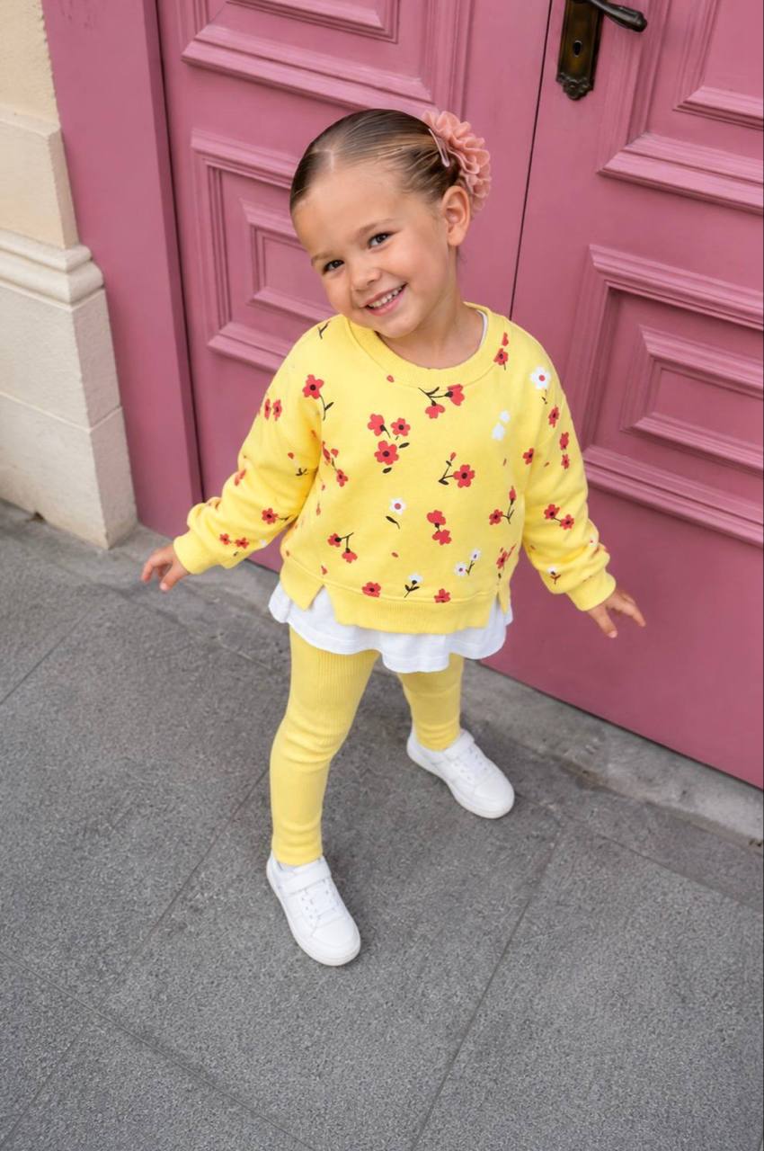Unicorn Kids Flowers Yellow Tracksuit wholesale Girls