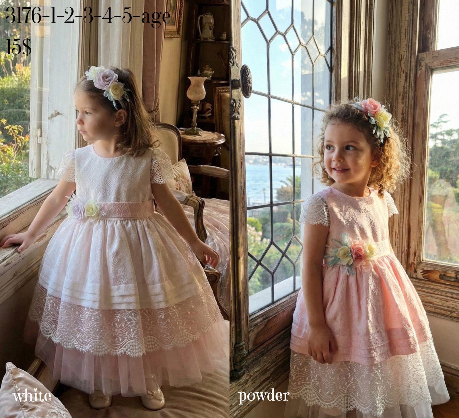 Liv Olivia Liv-3176 , Lace Dress for Young Girls · Beyaz toptan Kız Çocuk