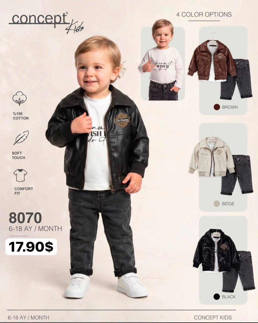 Concept Kids 8070 · Kahverengi toptan Erkek Çocuk
