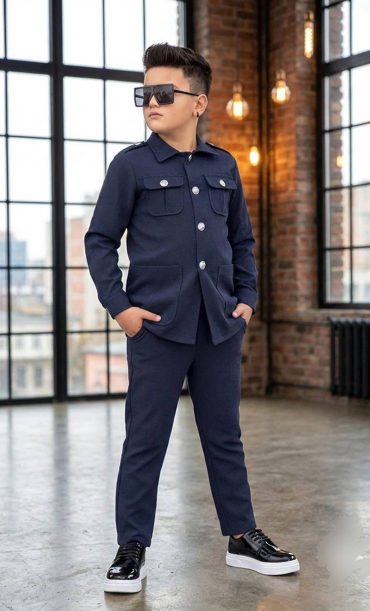 Bella Kids Utility Jacket & Trouser Set · Açık mavi toptan Erkek Çocuk
