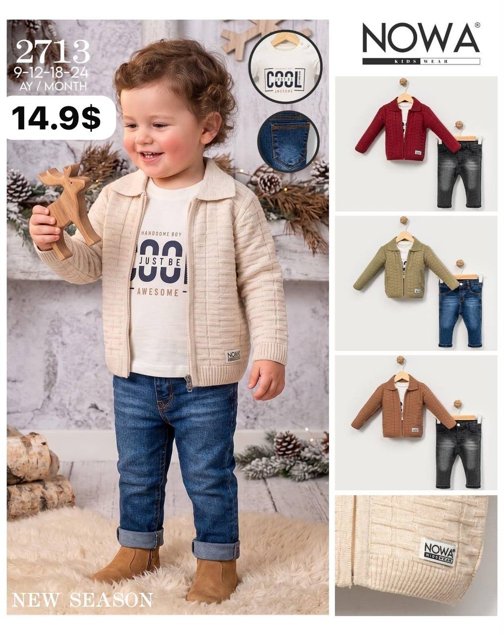 Nowa Kids 2713 · Bordo toptan Erkek Çocuk