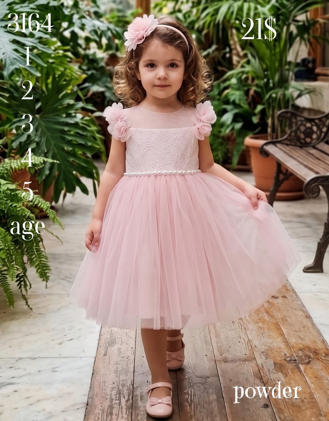 Liv Olivia Liv-3164, Girls' Lace Tutu Dress with Pearl Embellishments · Pudra toptan Kız Çocuk