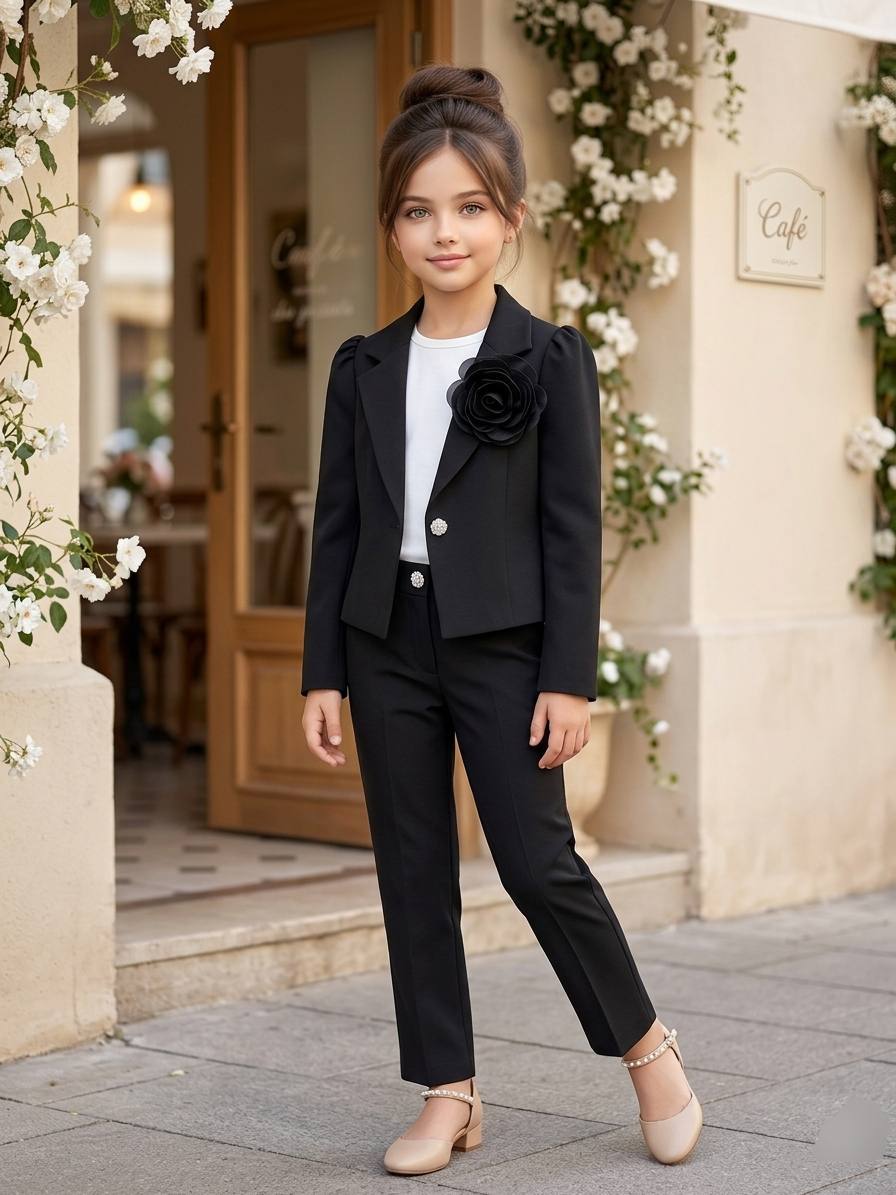 Bella Kids Girls’ Black Formal Suit Set · Siyah toptan Kız Çocuk