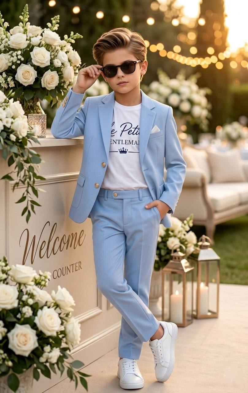 Bella Kids Suit & Casual Gentleman Outfit · Açık mavi toptan Erkek Çocuk