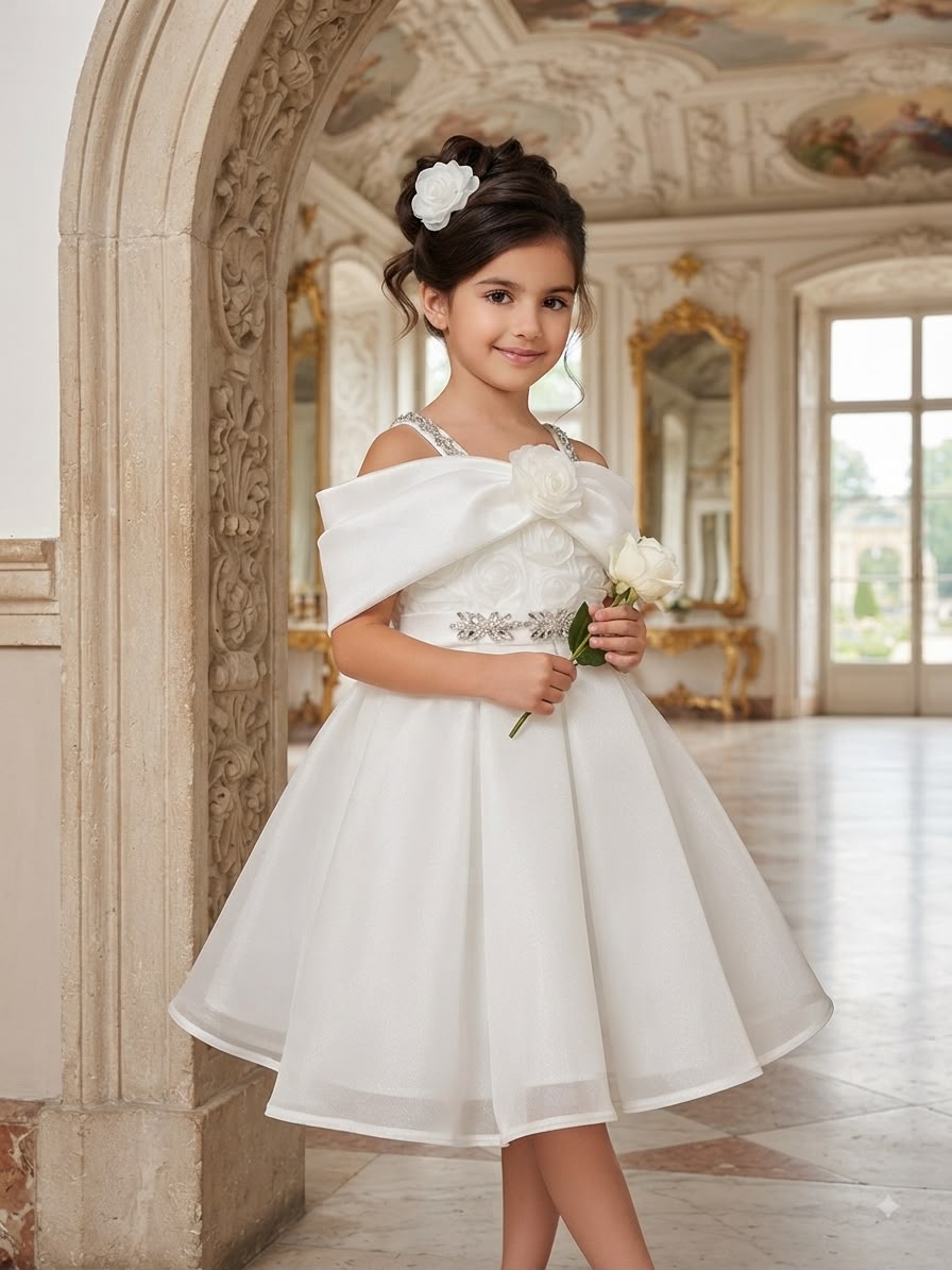 Princess Missani 6110 Royal Ivory Flower Girl Dress · Beyaz toptan Kız Çocuk