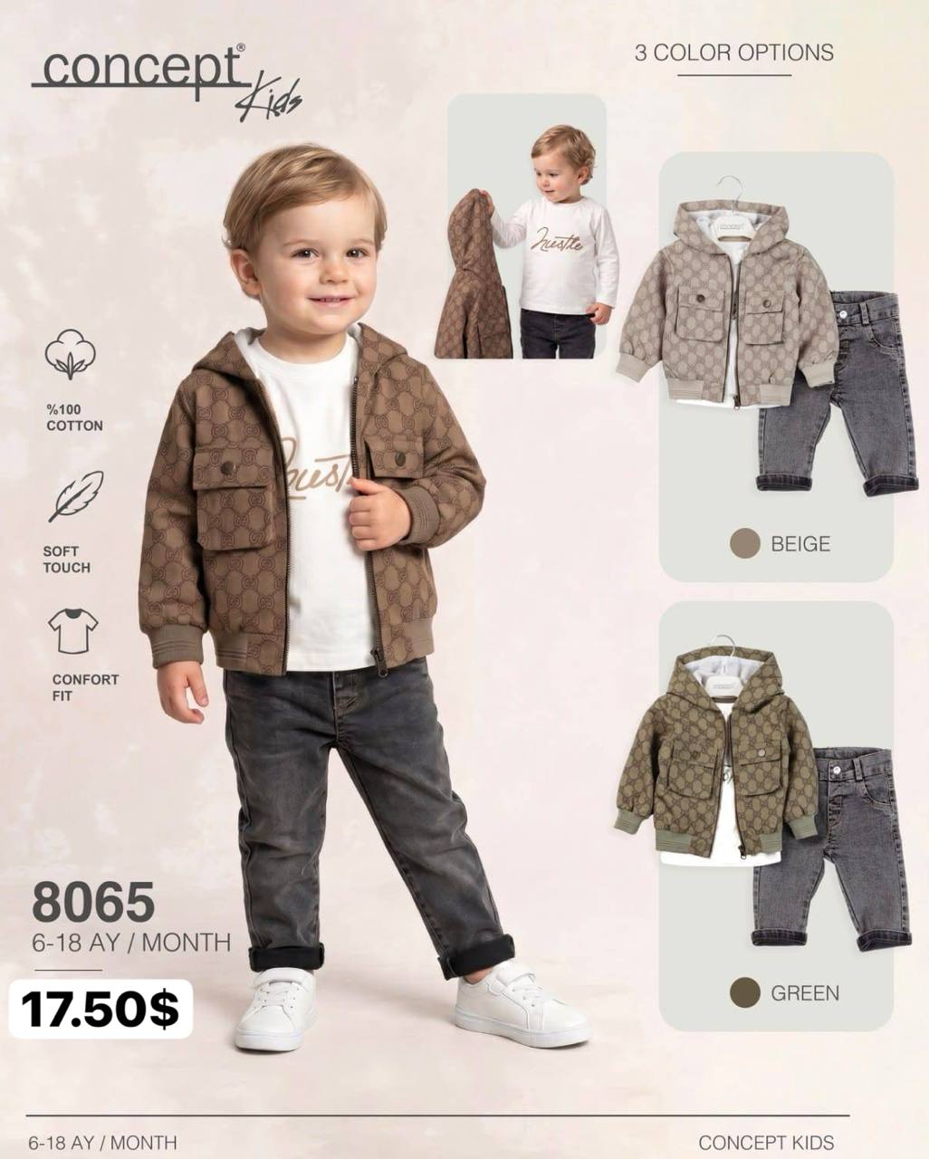 Concept Kids 8065 · Bej toptan Erkek Çocuk