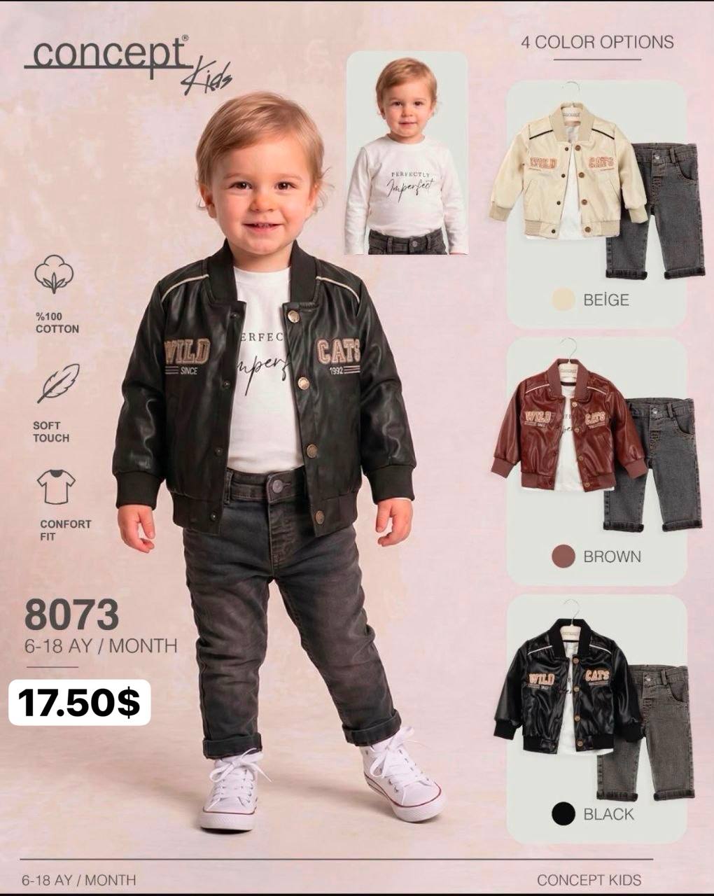 Concept Kids 8073 · Kahverengi toptan Erkek Çocuk