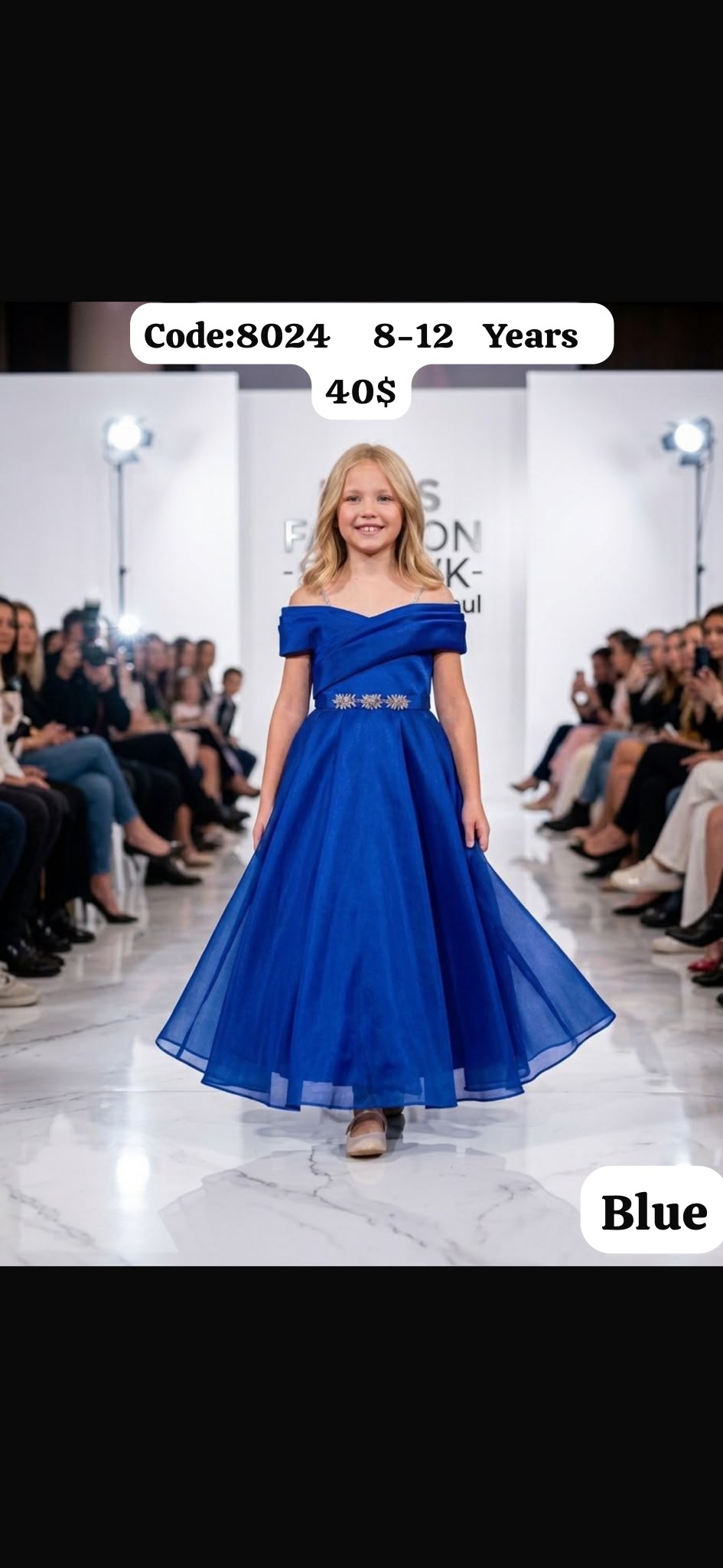 Princess Missani 8024 Missani Blue Girls’ Occasion Dress · Mavi toptan Kız Çocuk