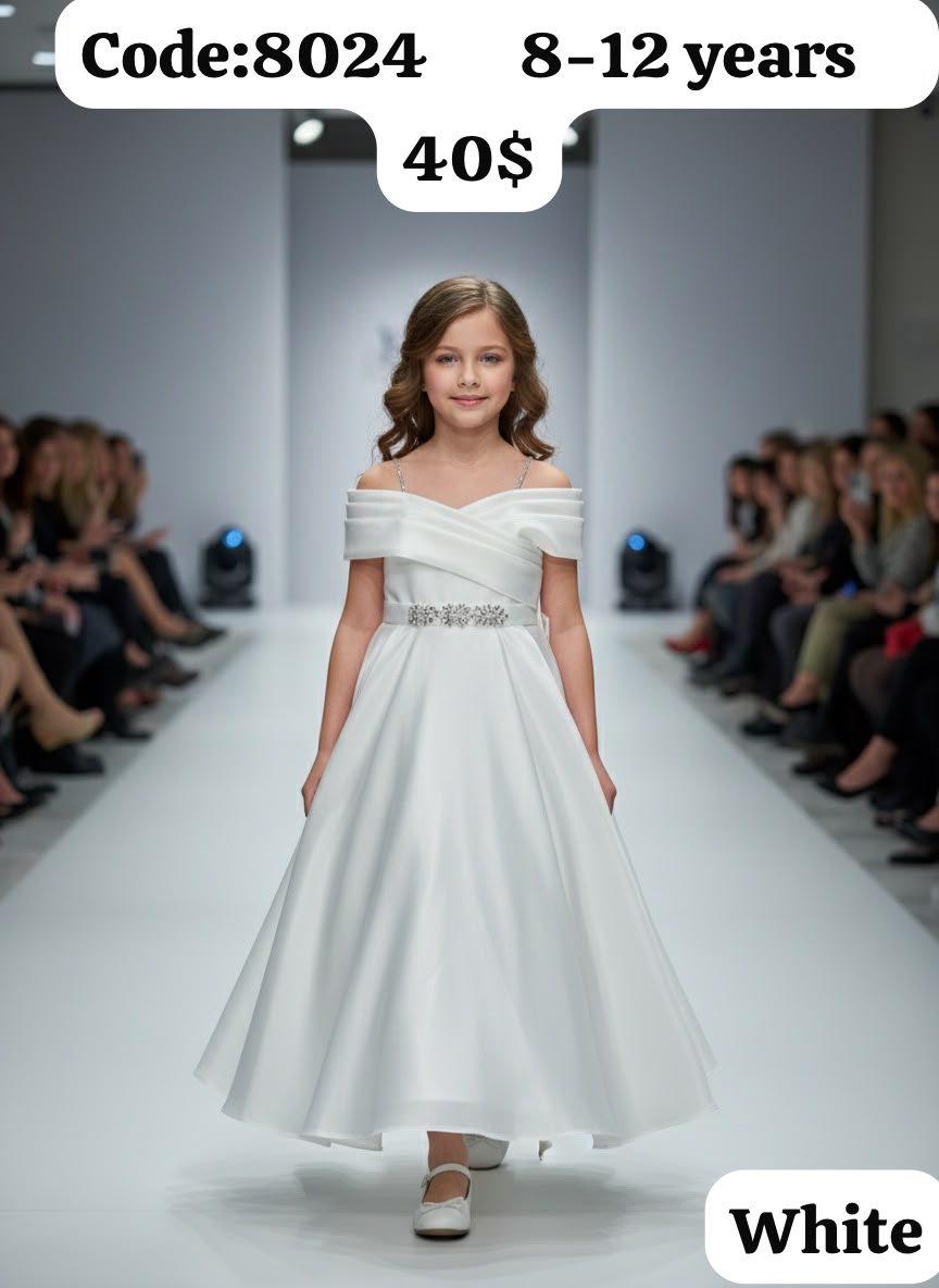 Princess Missani 8024 Missani White Girls’ Occasion Dress · Beyaz toptan Kız Çocuk