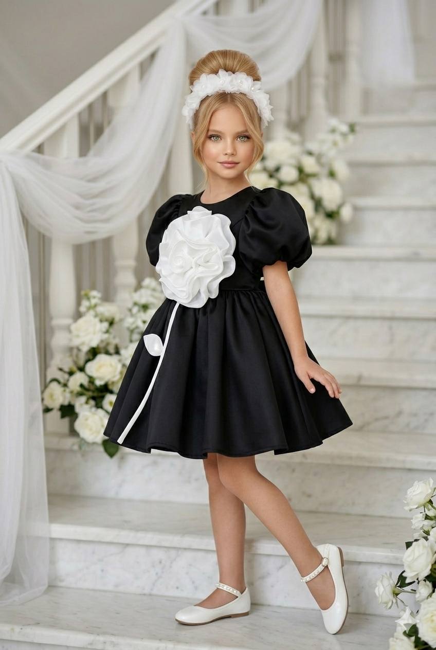 Bella Kids Detail Rose Occasion Dress · Açık mavi toptan Kız Çocuk