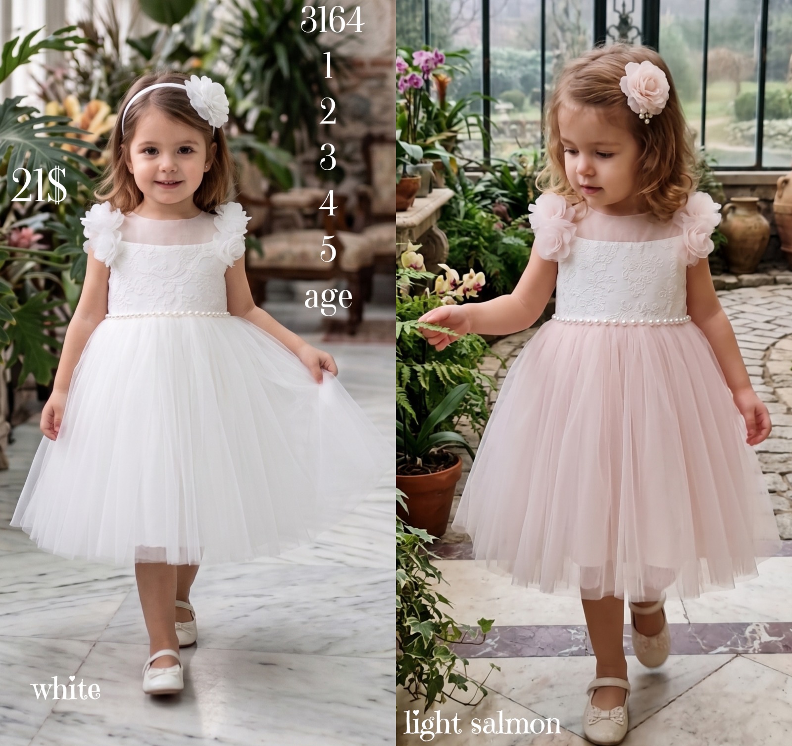 Liv Olivia Liv-3164 , Pearl-Embellished Lace Tutu Party Dress for Girls · Beyaz toptan Kız Çocuk