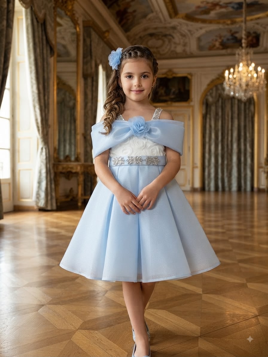 Princess Missani 6110 Ice Blue Kids Formal Dress · Açık mavi toptan Kız Çocuk