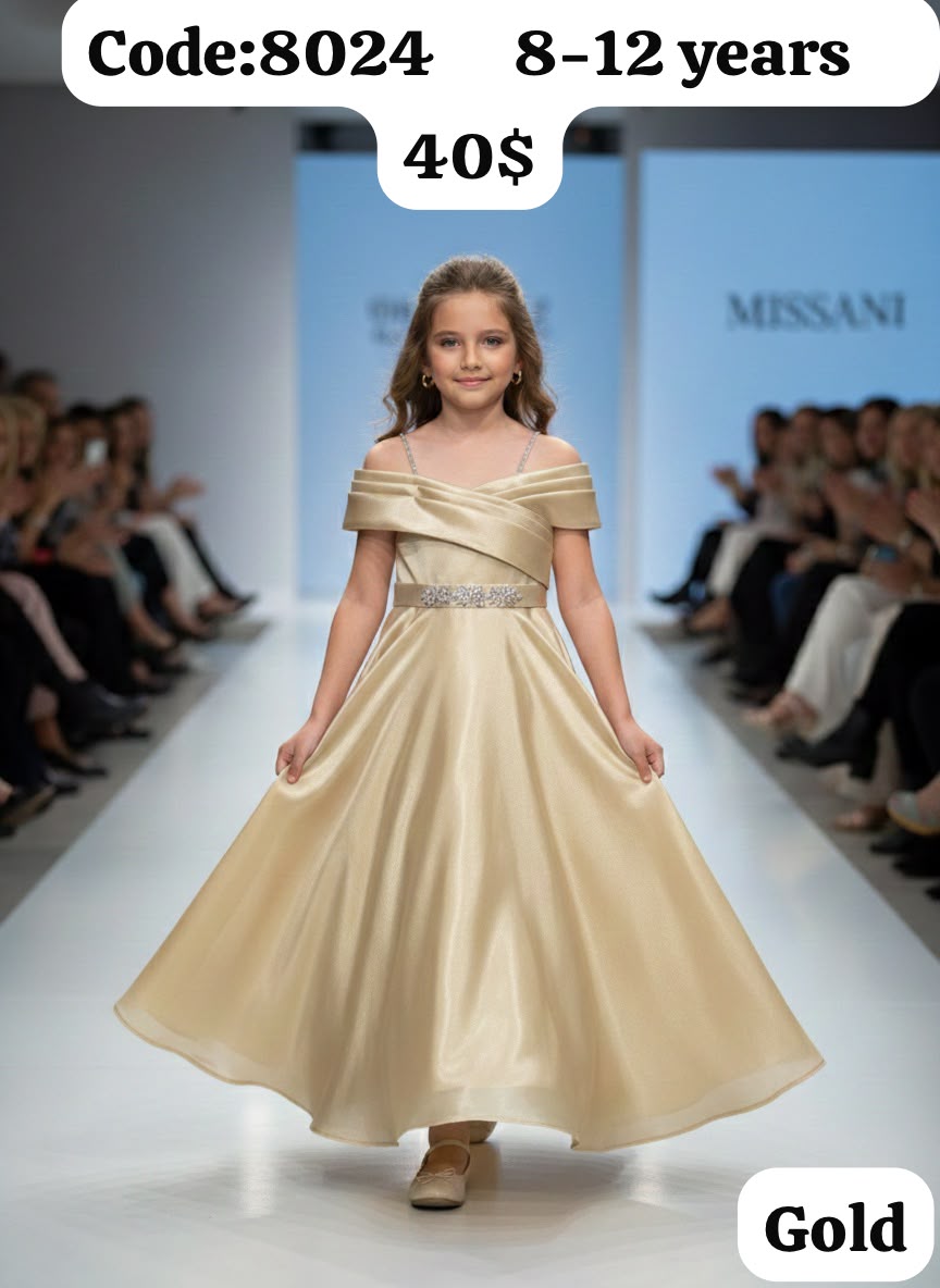 Princess Missani 8024 Missani Gold Girls’ Occasion Dress · Altın toptan Kız Çocuk