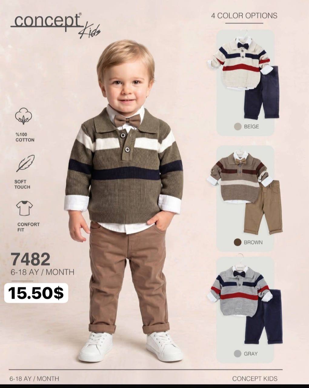 Concept Kids 7482 · Bej toptan Erkek Çocuk