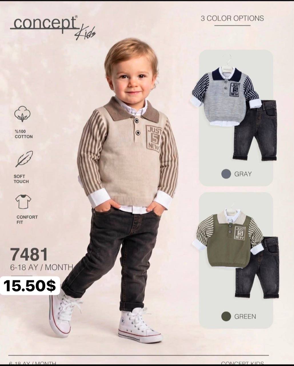 Concept Kids 7481 · Antrasit toptan Erkek Çocuk